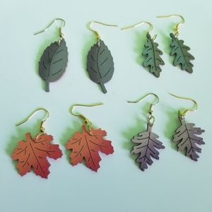 🍎 Handmade Leaves Earrings 4 pairs
